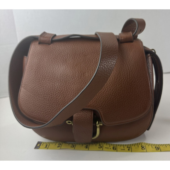 J. Crew Rider Brown Pebbled Leather Crossbody Bag Saddle Western Style Purse - Picture 7 of 16